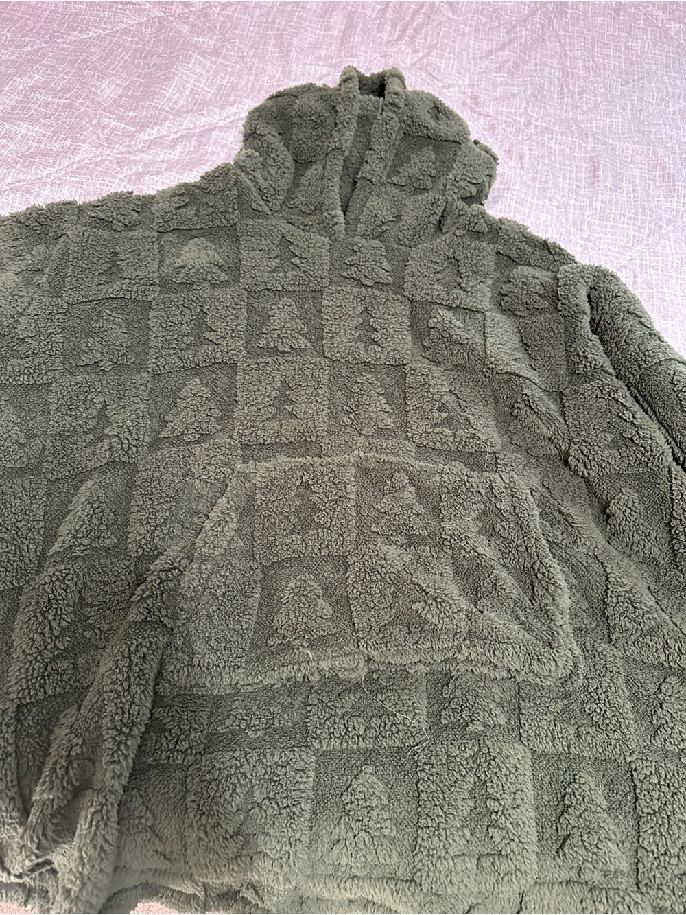 Cozy Olive Green Sherpa Hoodie Sweater - Men's
